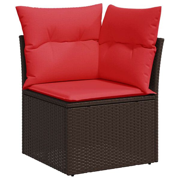 vidaXL Salon de jardin avec coussins 8 pcs marron r&eacute;sine tress&eacute;e acacia