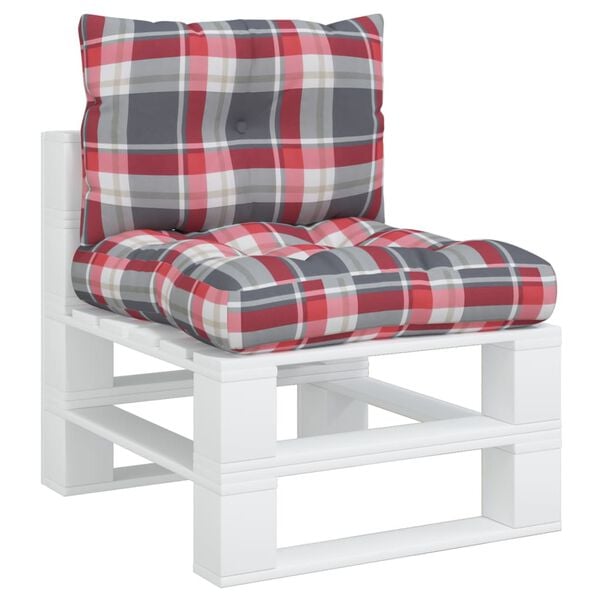 vidaXL Coussins de palette lot de 2 motif &agrave; carreaux rouge tissu