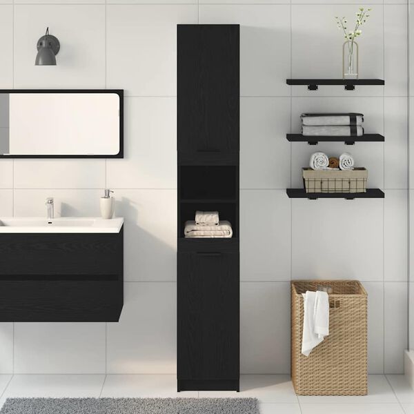vidaXL Cabinet de salle de bain Ch&ecirc;ne noir 32 x 34 x 188,5 cm