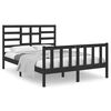 vidaXL Cadre de lit Noir Bois massif 135x190 cm Double