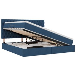 vidaXL Lit avec rangement et matelas Bleu 200 x 200 cm Polyester