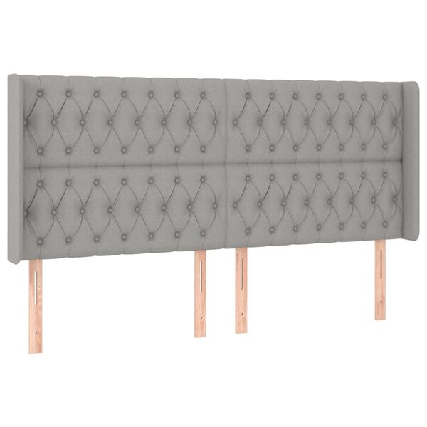 vidaXL T&ecirc;te de lit &agrave; LED Gris clair 203x16x118/128 cm Tissu