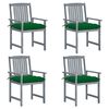 vidaXL Chaises de jardin et coussins lot de 4 Gris Bois acacia massif