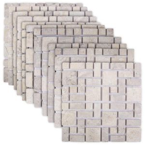 vidaXL Carreaux Mosa&iuml;ques Cr&egrave;me 30 x 30 cm Marbre