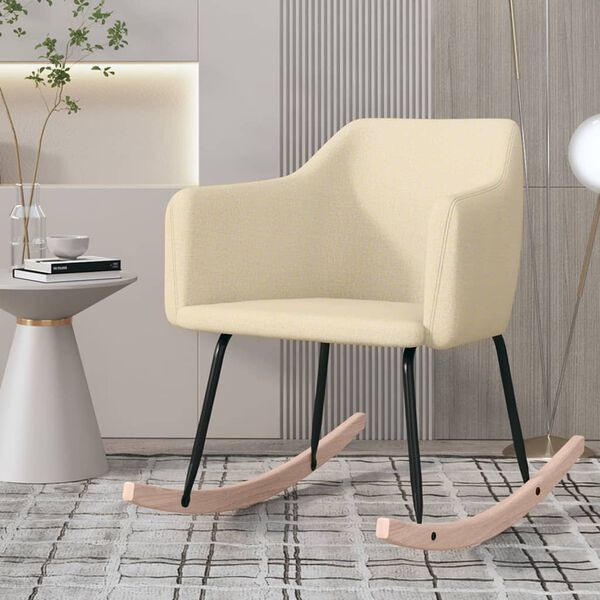 vidaXL Chaise &agrave; bascule Cr&egrave;me Tissu