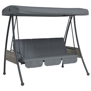 vidaXL Balancelle de jardin avec auvent r&eacute;glable gris fonc&eacute; acier