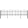 vidaXL Cl&ocirc;ture de jardin avec dessus en forme de lance en acier 714,5 x 175 cm Noir