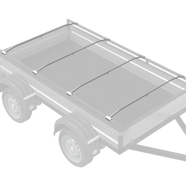 vidaXL Support de b&acirc;che pour remorques 4 pcs Argent 130-210 cm