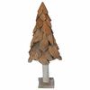 vidaXL Sapin de Noël avec support Marron 90 cm Bois de teck solide