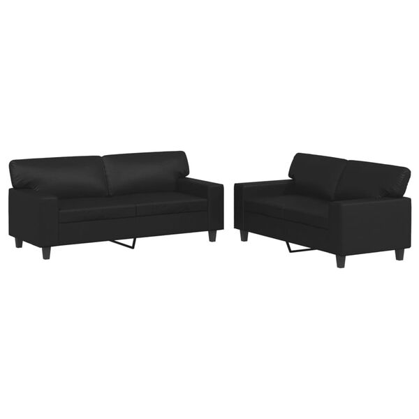 vidaXL Ensemble de canap&eacute;s 2 pcs noir similicuir