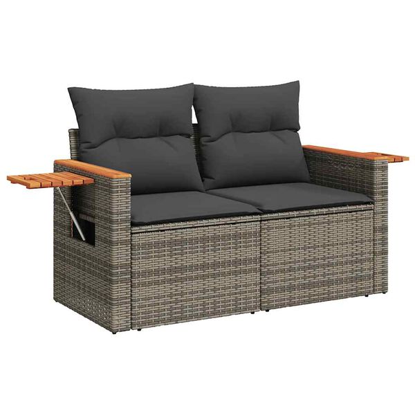 vidaXL Salon de jardin 5 pcs avec coussins gris r&eacute;sine tress&eacute;e
