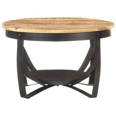 vidaXL Table basse Ø68x43 cm Bois de manguier brut