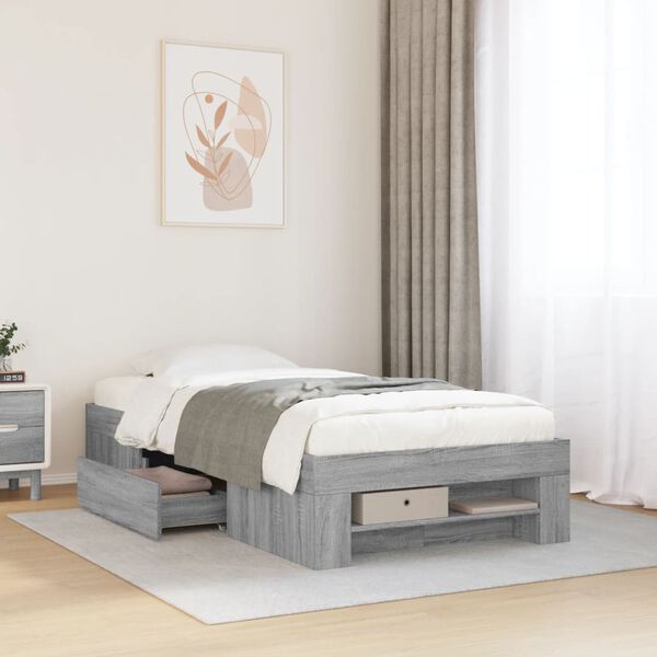 vidaXL Cadre de lit sans matelas sonoma gris 90x190 cm