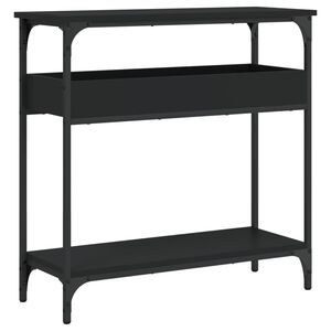 vidaXL Table console avec &eacute;tag&egrave;re noir 75x29x75 cm bois d'ing&eacute;nierie