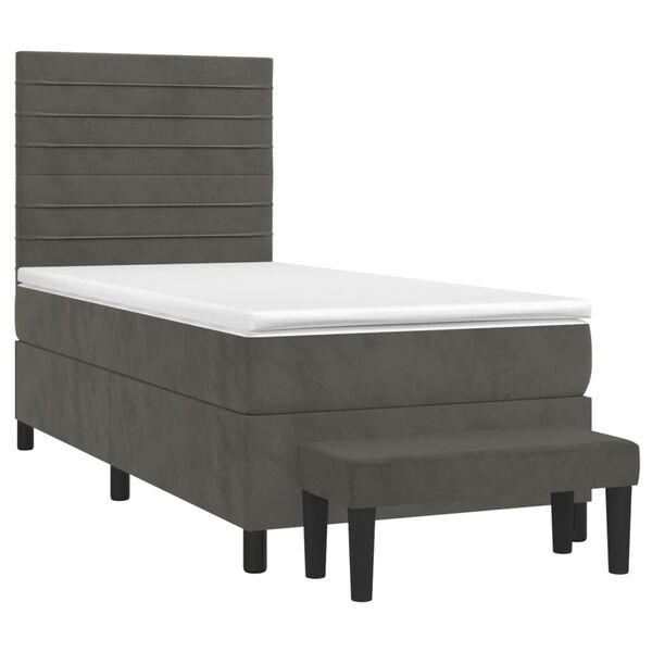 vidaXL Sommier &agrave; lattes de lit et matelas Gris fonc&eacute; 90x190 cm Velours