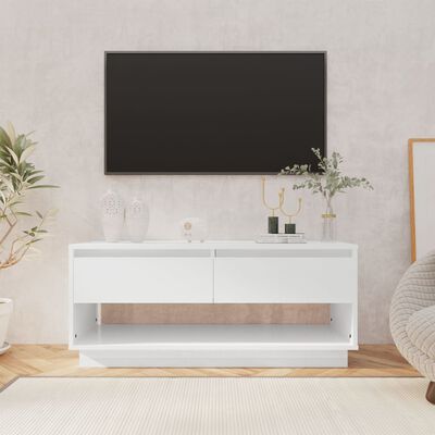 vidaXL Meuble TV Blanc brillant 102x41x44 cm Aggloméré