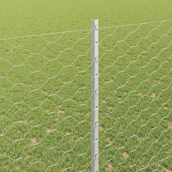 vidaXL Cl&ocirc;ture avec poteau Argent&eacute; 1,5 x 100 m Acier