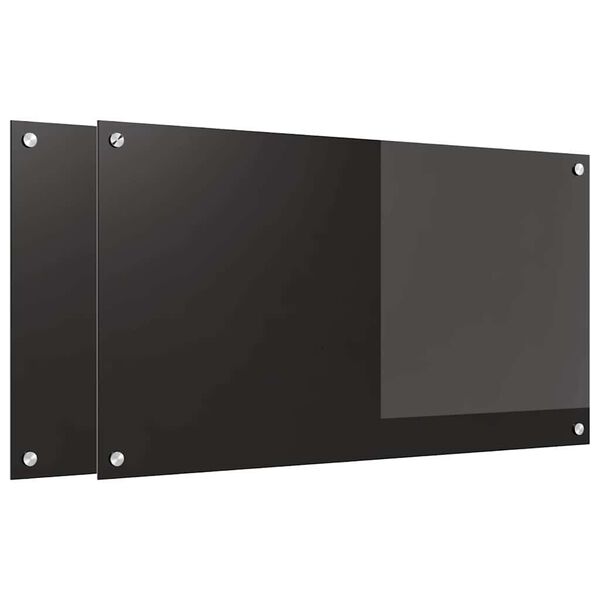 vidaXL Protection de cuisine Noir 90 x 50 cm verre trempé