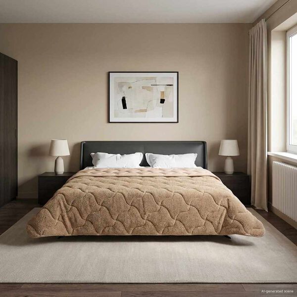 vidaXL Duvet complet toute l'ann&eacute;e Matelass&eacute; Taupe 200 x 200 cm