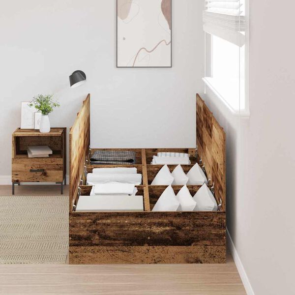 vidaXL Cadre de lit Bois ancien 100 x 200 cm Bois d'ing&eacute;nierie