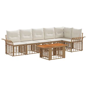 vidaXL Ensemble de canap&eacute; de jardin 7 pc Blanc Naturel et Cr&egrave;me