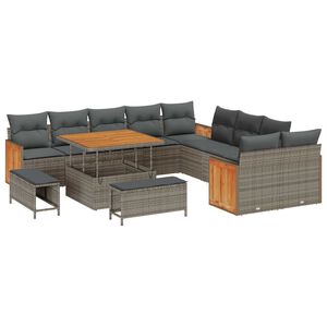 vidaXL Ensemble de canap&eacute; de jardin avec coussin 17 pcs Gris polyrotin