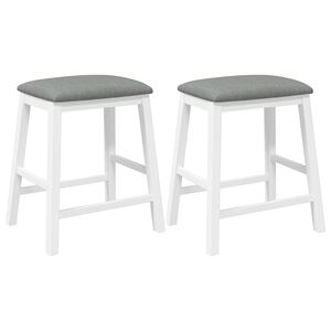 vidaXL Chaises de bar avec coussins 2 pcs blanc bois massif d'h&eacute;v&eacute;a
