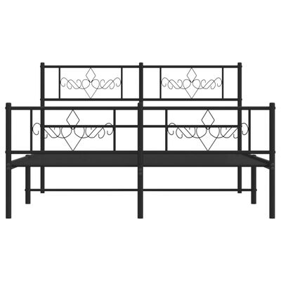 vidaXL Cadre de lit métal avec tête de lit/pied de lit noir 120x200 cm