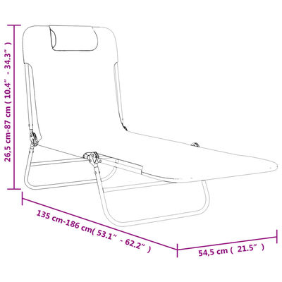 vidaXL Chaises longues pliables lot de 2 marron textilène et acier