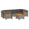 vidaXL Salon de jardin avec coussins 7 pcs gris r&eacute;sine tress&eacute;e