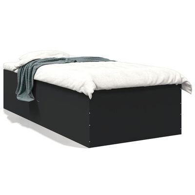 vidaXL Cadre de lit noir 90x190 cm bois d'ingénierie