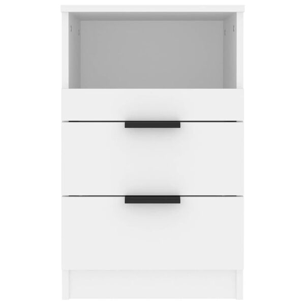 vidaXL Tables de chevet 2 pcs Blanc Bois d'ing&eacute;nierie