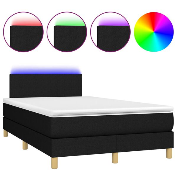vidaXL Sommier &agrave; lattes de lit avec matelas LED Noir 120x200 cm Tissu