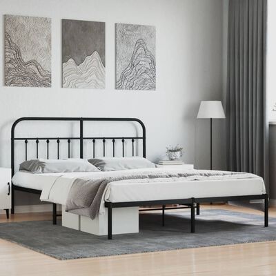 vidaXL Cadre de lit métal sans matelas avec tête de lit noir 183x213cm