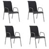 vidaXL Chaises empilables de jardin lot de 4 Acier et textil&egrave;ne Noir