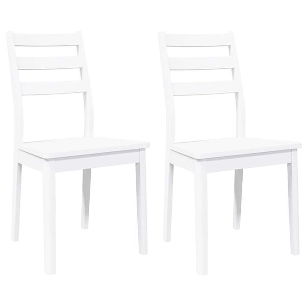 vidaXL Chaises à manger 2 pcs blanc bois massif caoutchouc