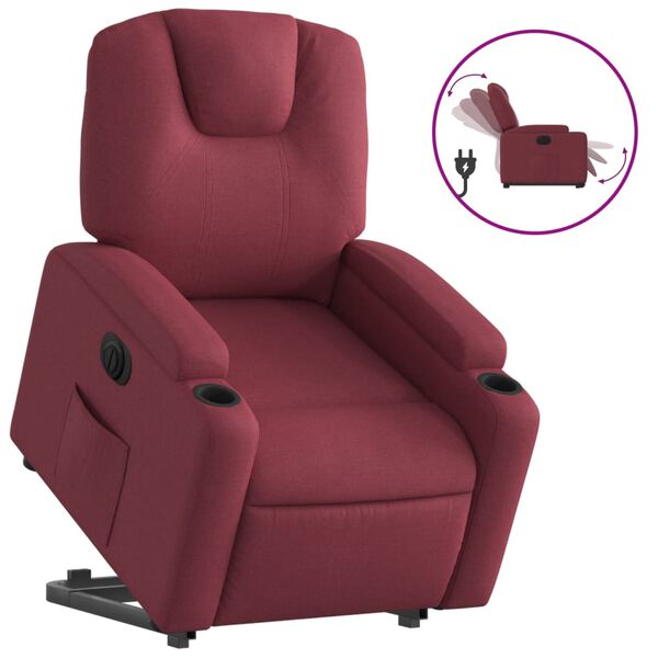 vidaXL Fauteuil inclinable &eacute;lectrique rouge bordeaux tissu
