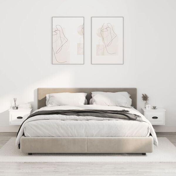 vidaXL Tables de chevet murales 2 pcs blanc brillant 41,5x36x28 cm