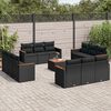 vidaXL Salon de jardin avec coussins 13 pcs noir r&eacute;sine tress&eacute;e