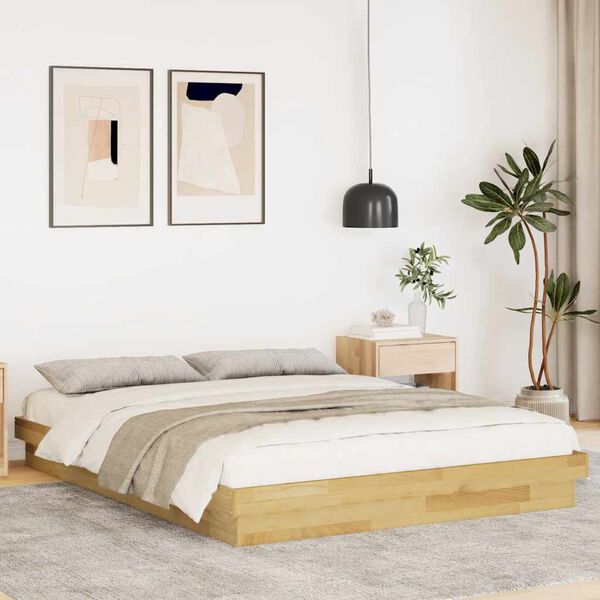 vidaXL Cadre de lit sans matelas 160x200 cm bois massif de ch&ecirc;ne