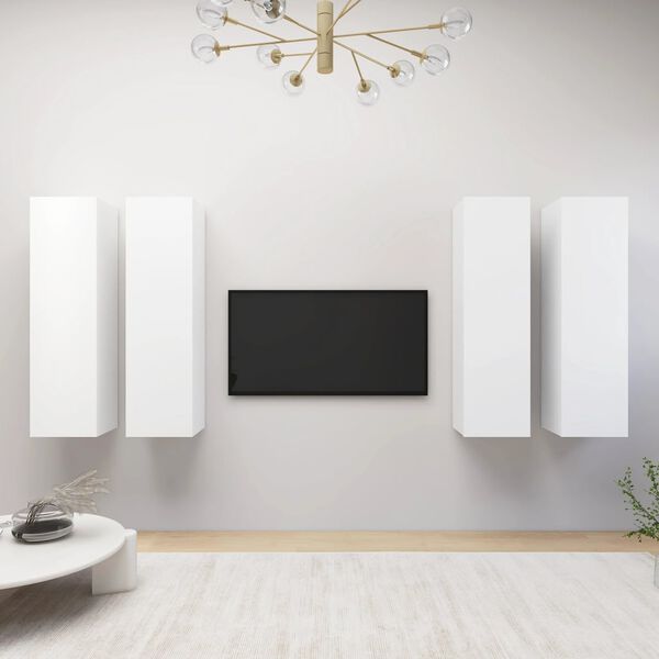 vidaXL Meubles TV 4 pcs Blanc 30,5x30x110 cm Bois d'ingénierie