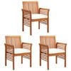 vidaXL Chaises &agrave; manger de jardin et coussins lot de 3 acacia massif