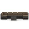 vidaXL Salon de jardin 8 pcs avec coussins Bois impr&eacute;gn&eacute; de gris