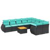 vidaXL Ensemble de canap&eacute; de jardin 10 pcs avec coussins noir r&eacute;sine tress&eacute;e