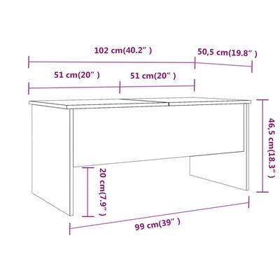 vidaXL Table basse Gris béton 102x50,5x46,5 cm Bois d'ingénierie