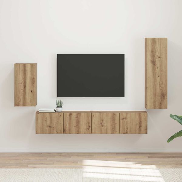 vidaXL Ensemble meuble TV 4 pcs Ch&ecirc;ne artisanal Bois d'ing&eacute;nierie