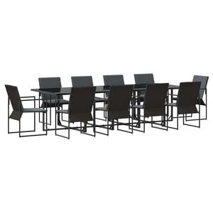vidaXL Ensemble de salle &agrave; manger pour jardin 11 pc Noir Acier