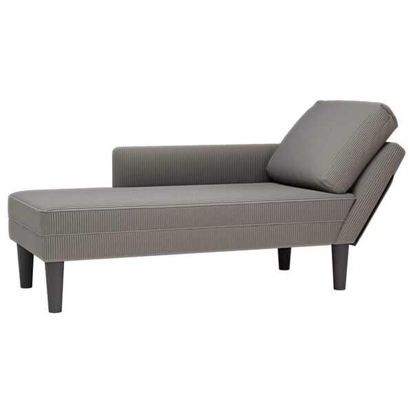 vidaXL Chaise longue avec coussin gris clair tissu en velours c&ocirc;tel&eacute;