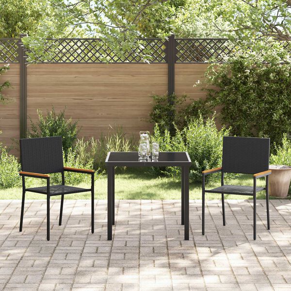 vidaXL Chaises empilables de jardin 2 pcs Noir et Marron