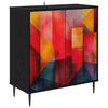 vidaXL Buffet HEESCH Ch&ecirc;ne noir 69 x 33 x 76 cm Bois d'ing&eacute;nierie